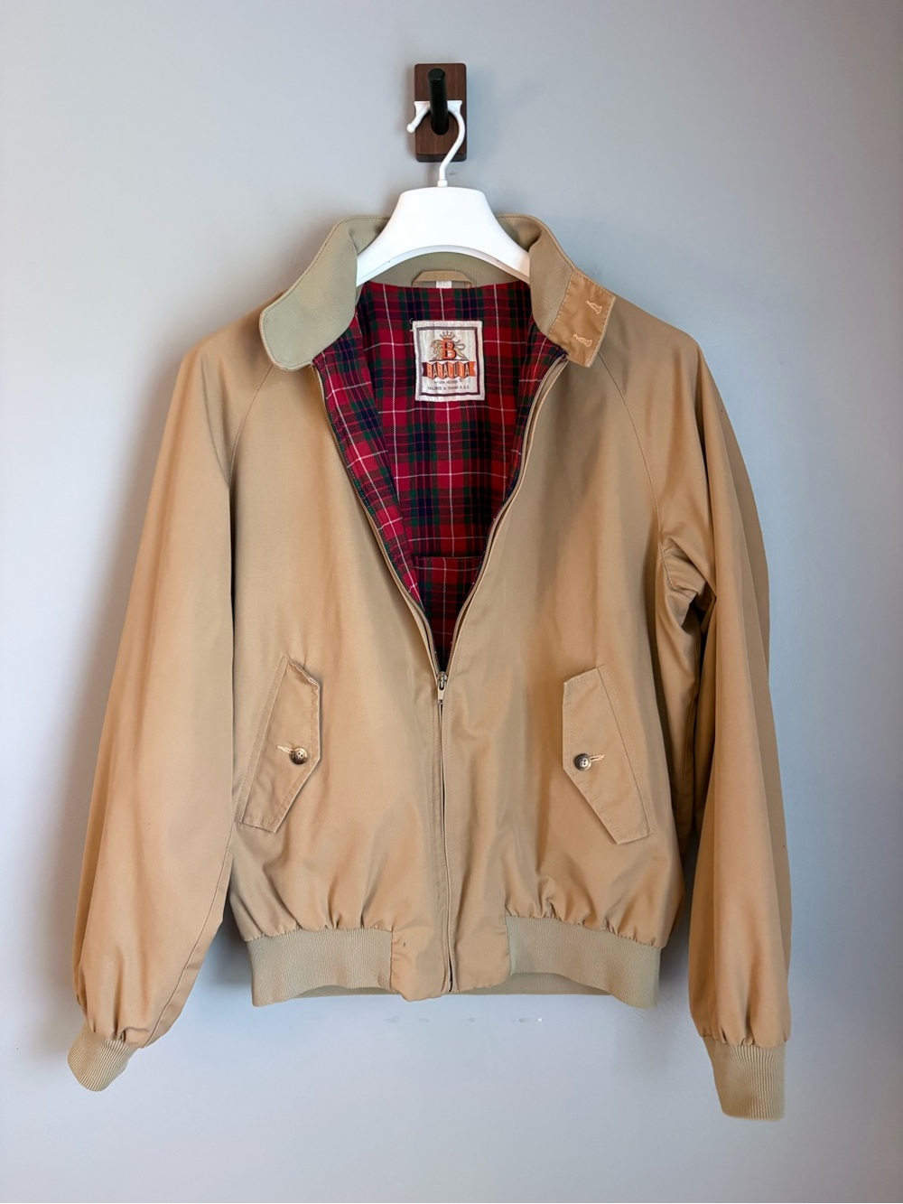 Vintage Baracuta Van Heusen G9 Harrington Jacket 42L Tan Plaid Lined ModStyle